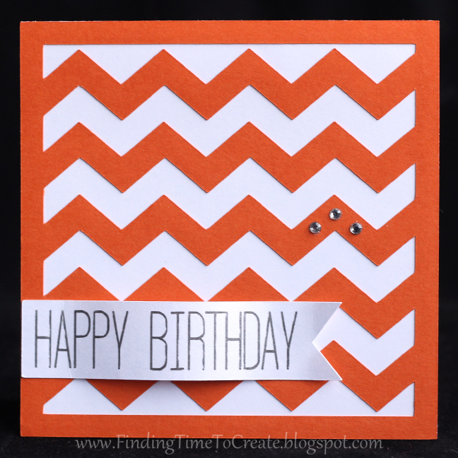 Chevron Birthday Card - orange