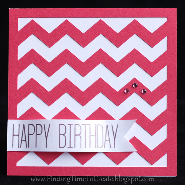 Chevron Birthday Card - red