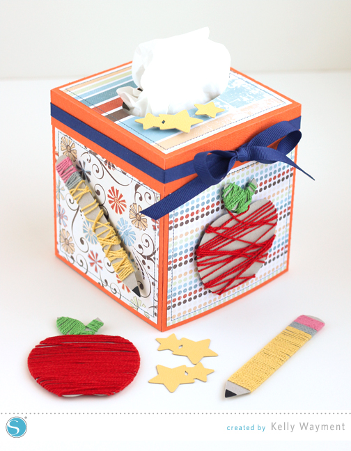 Tissue Box with Wrapped Chipboard Accents by Kelly W for Silhouette