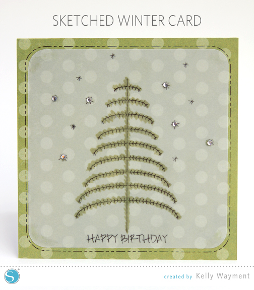 Sketched Winter Tree Card by Kelly Wayment for Silhouette