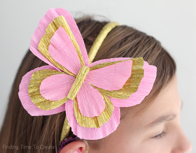 Butterfly headband with italian crepe paper