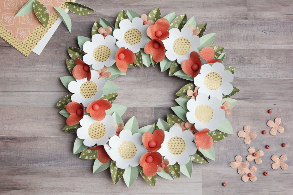 Paper floral wreath by Kelly Wayment