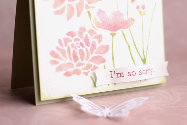 Stenciled flower card by Kelly Wayment